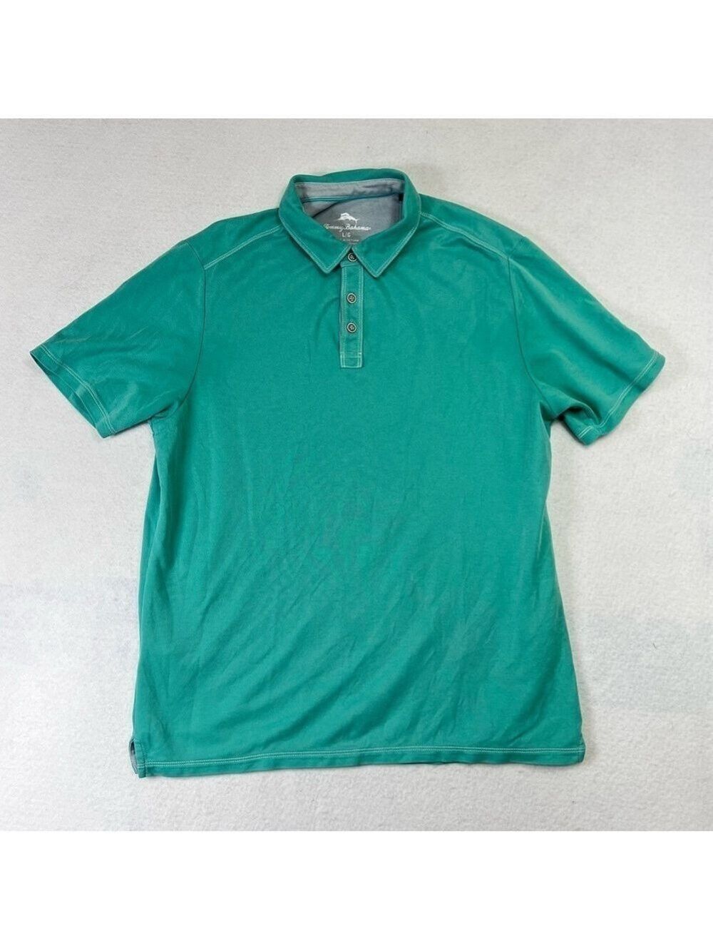 Tommy Bahama Shirt Mens Large Teal Shoreline Surf Polo Short Sleeve Performance